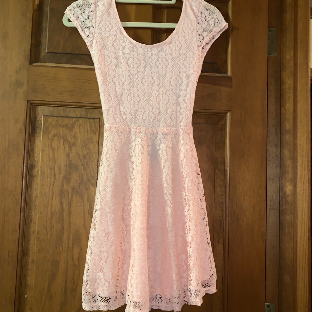 Pink Lace Cross Back Dress